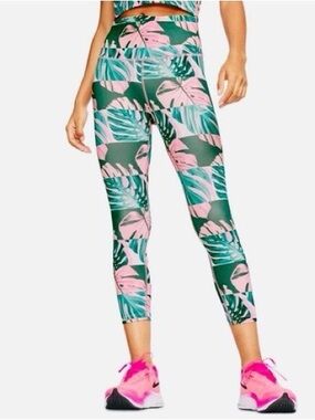 Nike | Woman’s Sz XL | Tropical Leaf Print High-Waist Leggings - Pink & Green